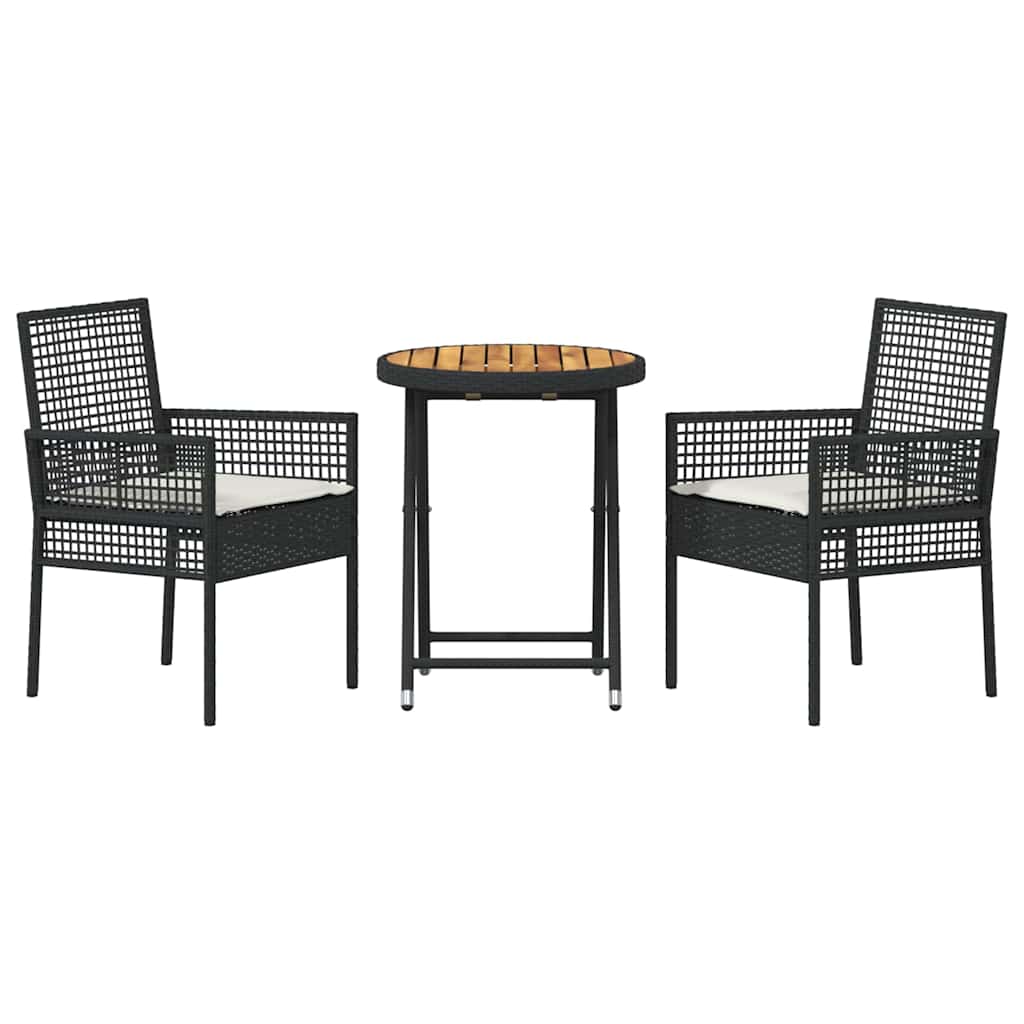 Ensemble bistro de jardin 3 pcs Noir polyrotin