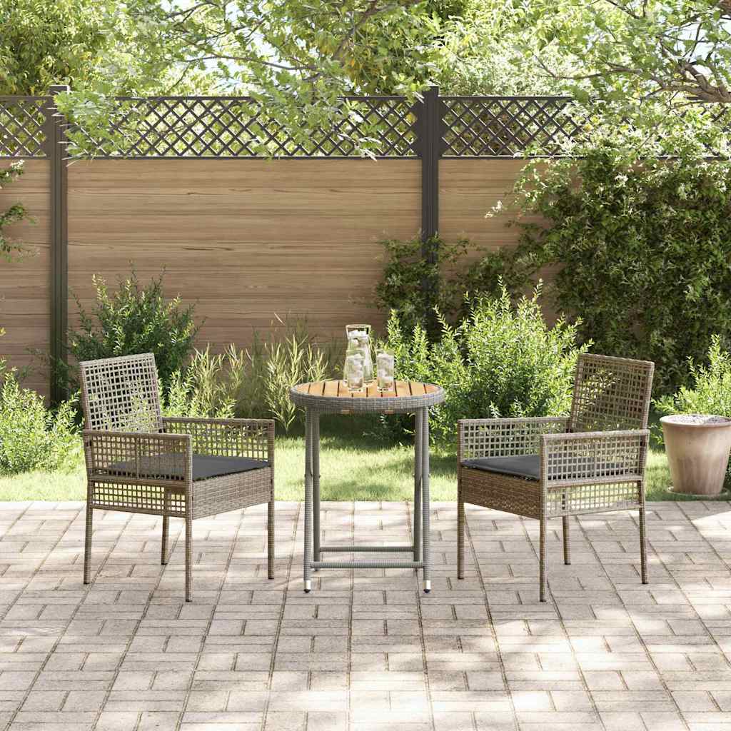 Ensemble bistro de jardin 3 pcs Gris polyrotin