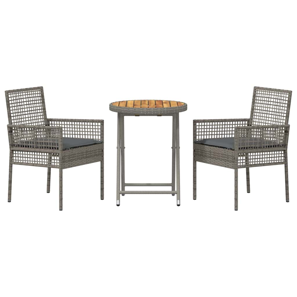 Ensemble bistro de jardin 3 pcs Gris polyrotin