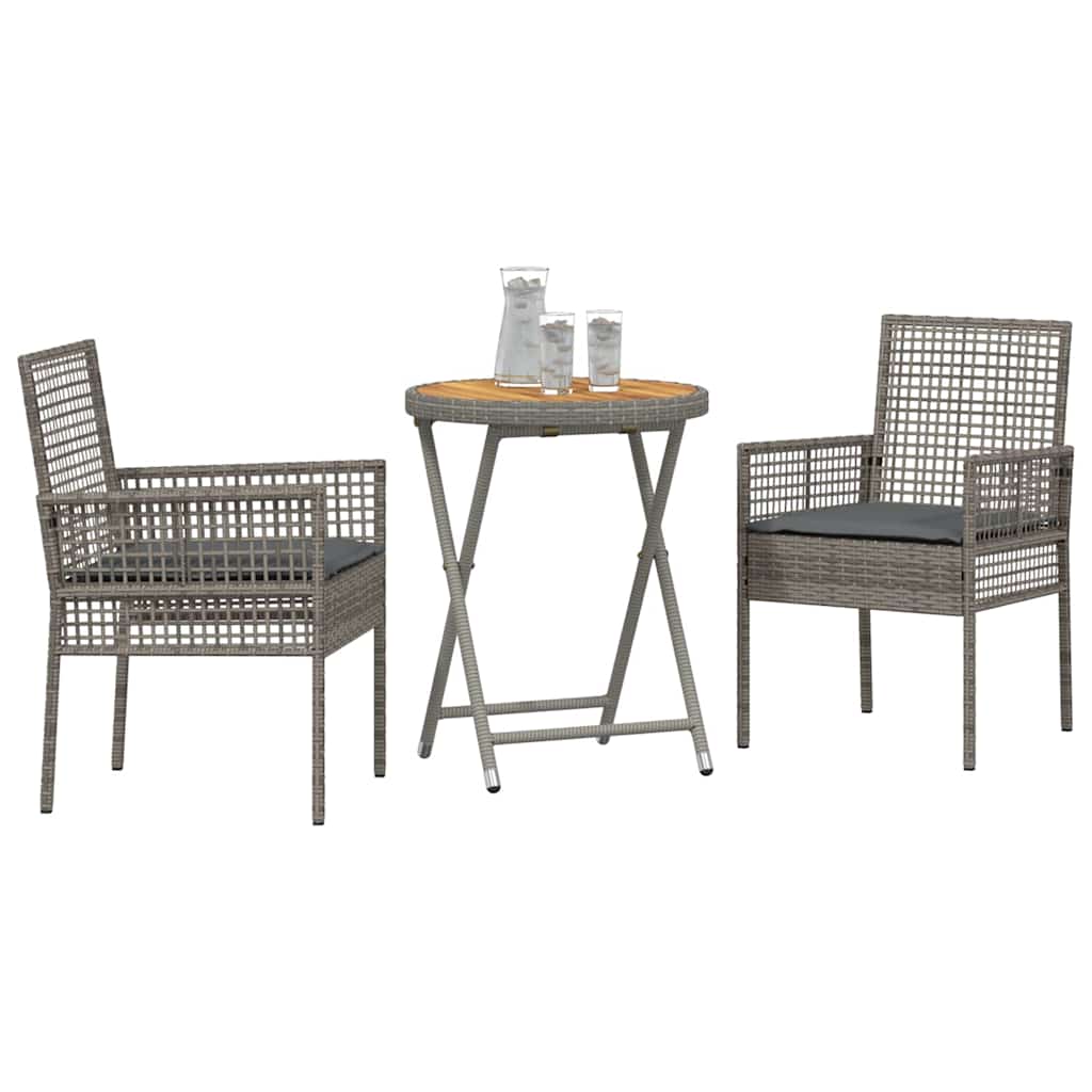 Ensemble bistro de jardin 3 pcs Gris polyrotin