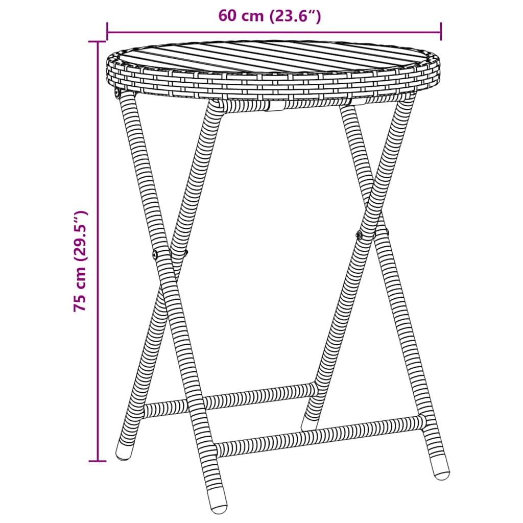 Ensemble bistro de jardin 3 pcs Gris polyrotin