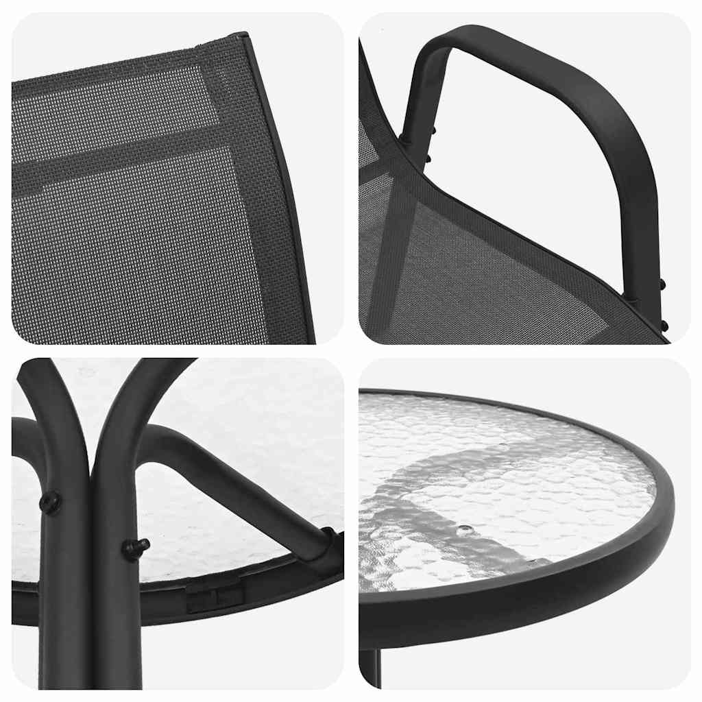 Ensemble bistro de jardin 3 pcs Noir Acier - XIOS