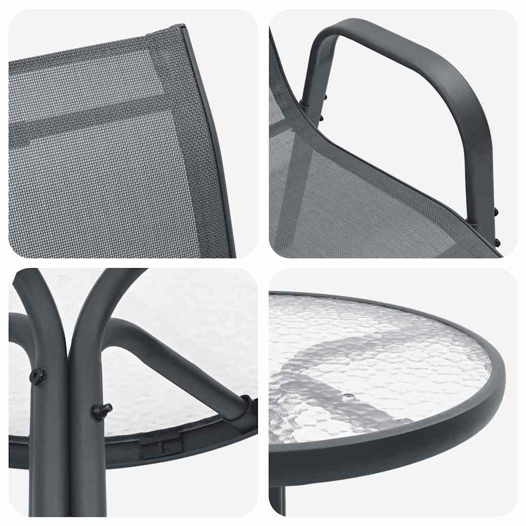 Ensemble bistro de jardin 3 pcs Gris Acier - XIOS