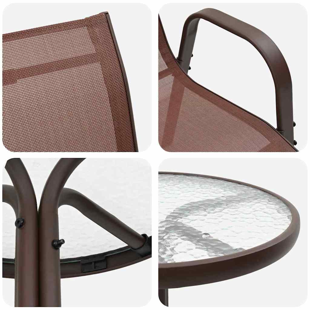 Ensemble bistro de jardin 3 pcs Marron Acier - XIOS