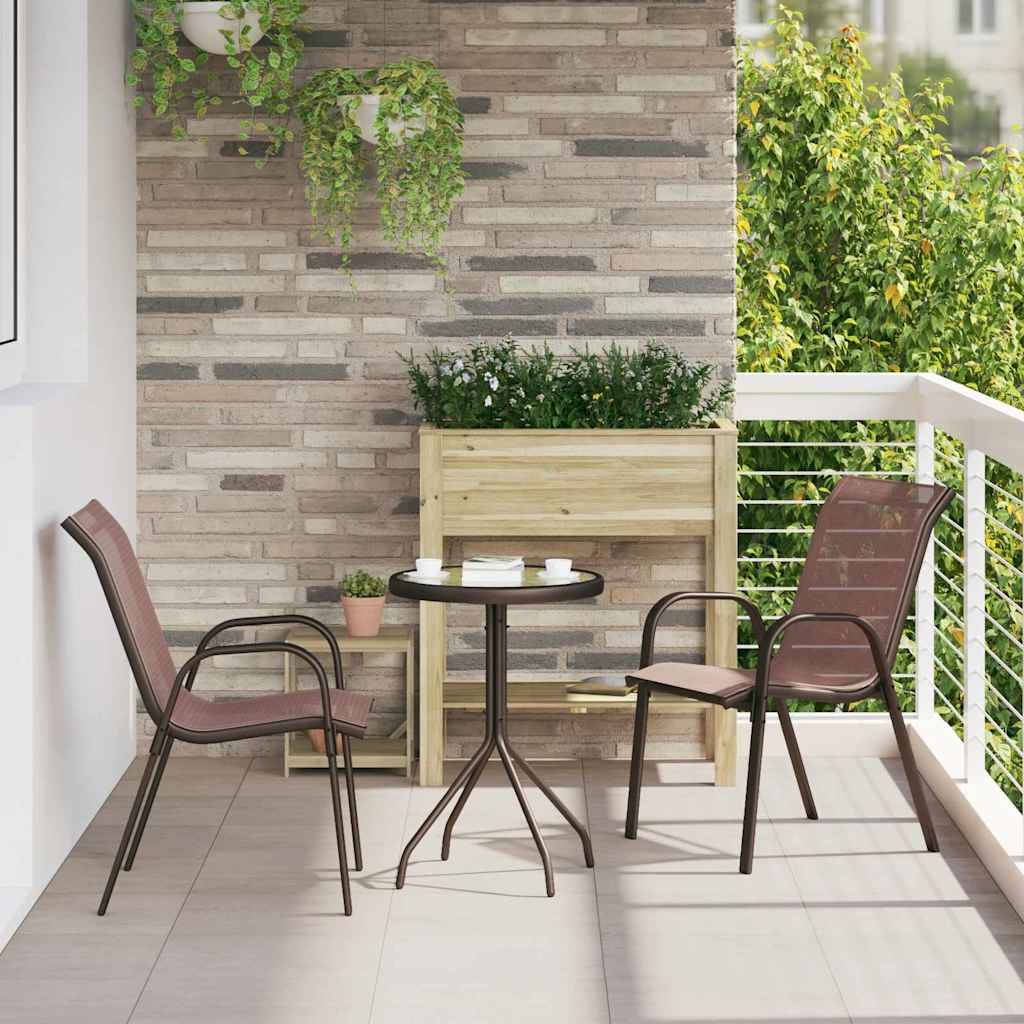 Ensemble bistro de jardin 3 pcs Marron Acier - XIOS