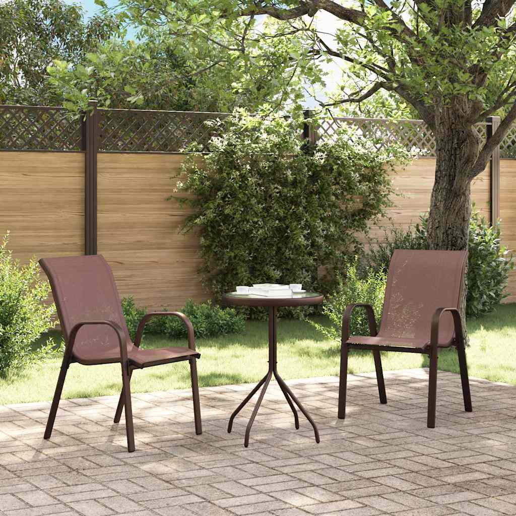 Ensemble bistro de jardin 3 pcs Marron Acier - XIOS