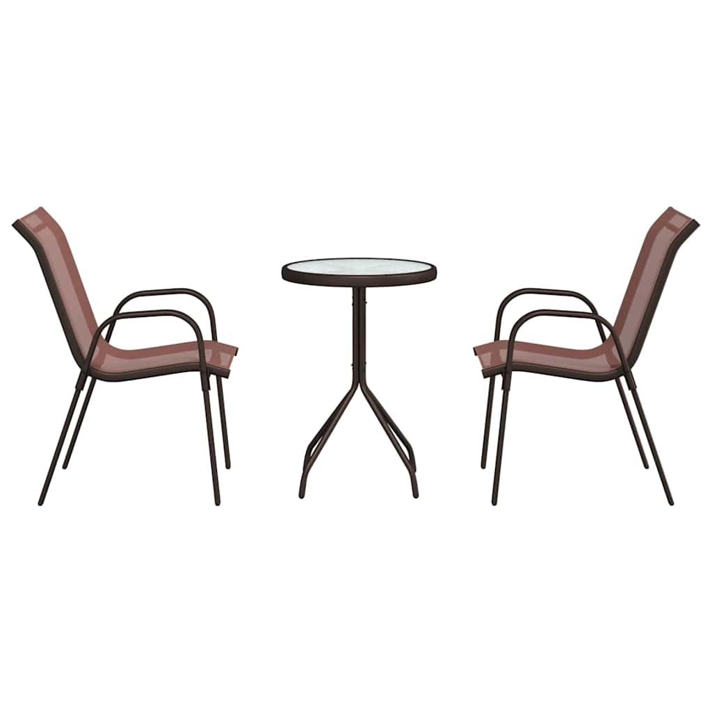 Ensemble bistro de jardin 3 pcs Marron Acier - XIOS