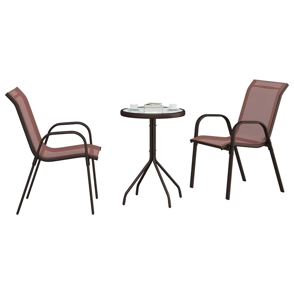 Ensemble bistro de jardin 3 pcs Marron Acier - XIOS
