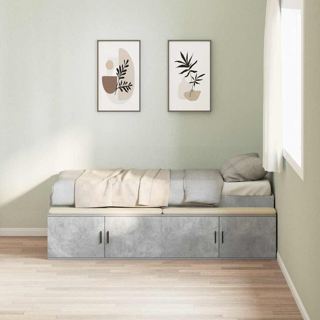 Cadre de lit Gris béton 100 x 200 cm Bois d'ingénierie