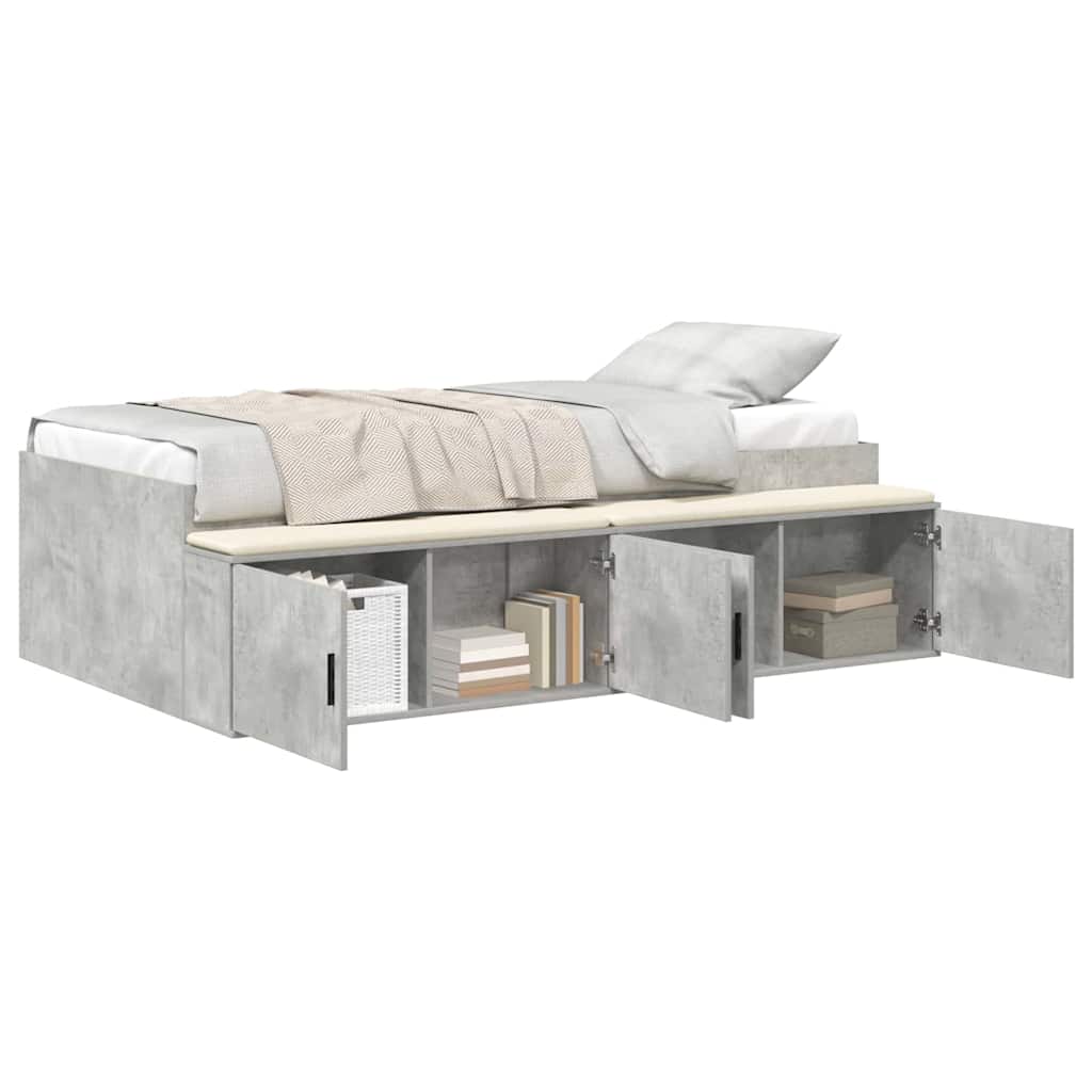 Cadre de lit avec rangement Gris béton 80 x 200 cm - XIOS