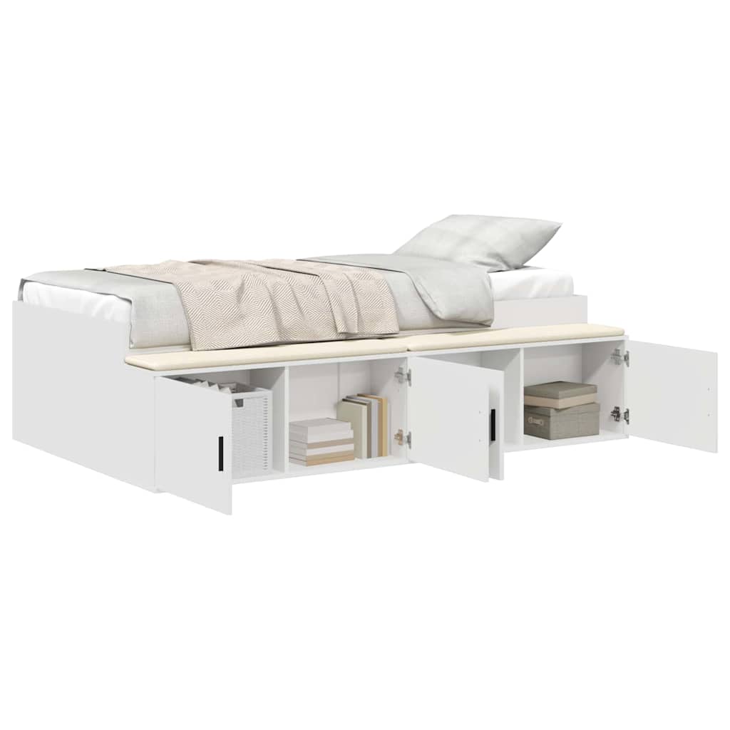Cadre de lit avec rangement Blanc 75 x 190 cm Bois d'ingénierie - XIOS