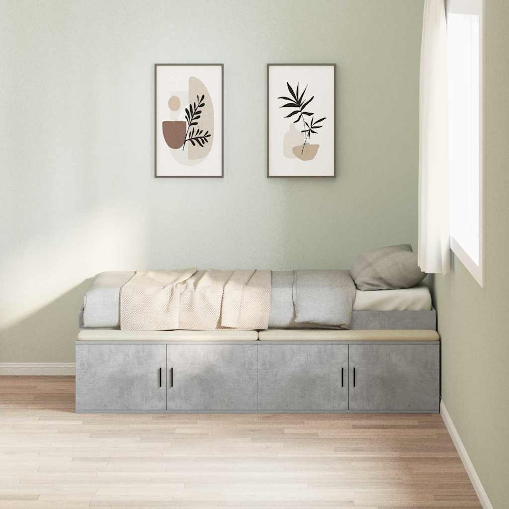 Cadre de lit avec rangement Gris béton 75 x 190 cm - XIOS