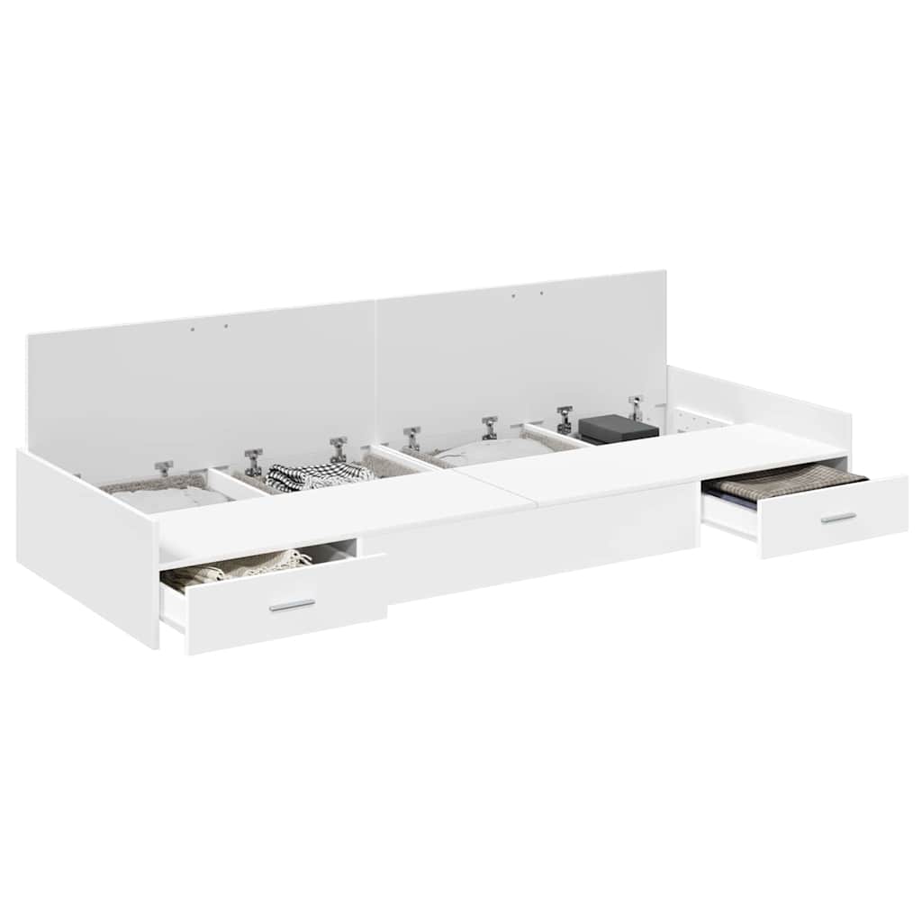 Cadre de lit avec rangement Blanc 100 x 200 cm Bois d'ingénierie - XIOS