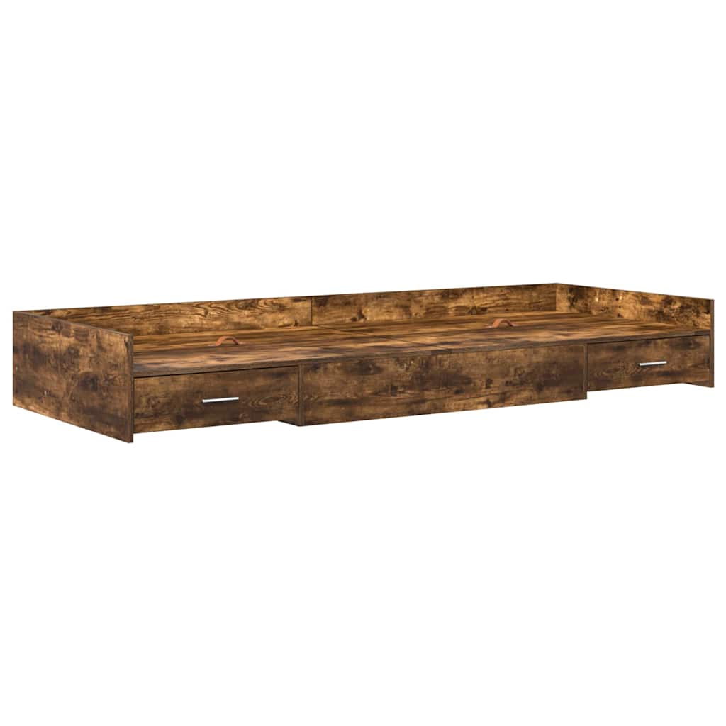 Cadre de lit avec rangement Chêne fumé 100 x 200 cm Bois d'ingénierie - XIOS