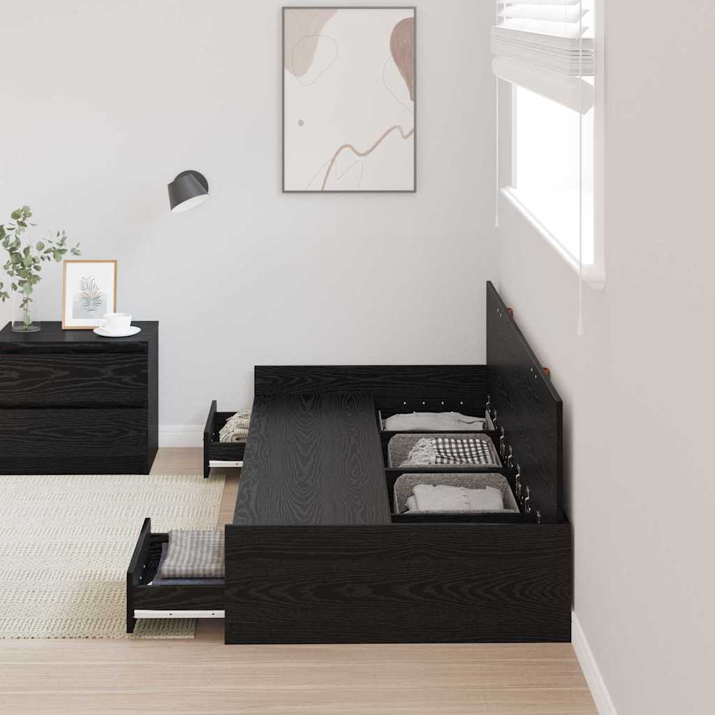 Cadre de lit avec rangement Chêne noir 90 x 200 cm Bois d'ingénierie - XIOS