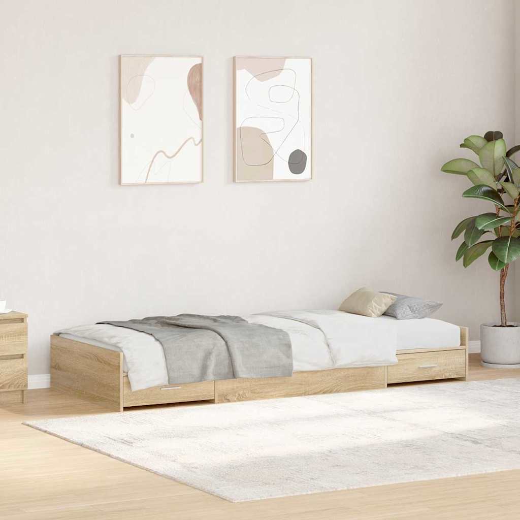 Cadre de lit avec rangement avec tête de lit Chêne Sonoma 90 x 200 cm - XIOS