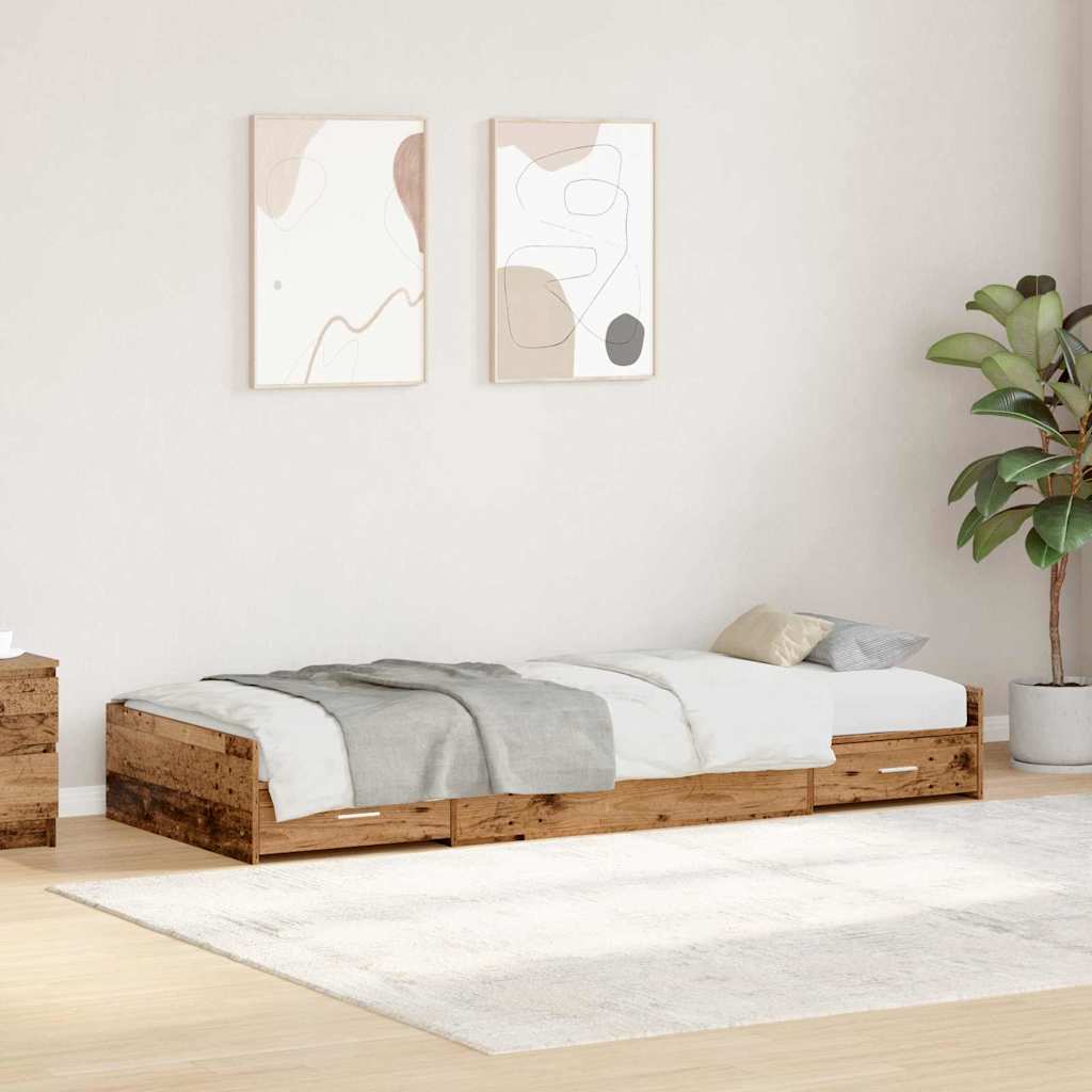 Cadre de lit avec rangement Bois Ancien 90 x 200 cm Bois d'ingénierie - XIOS