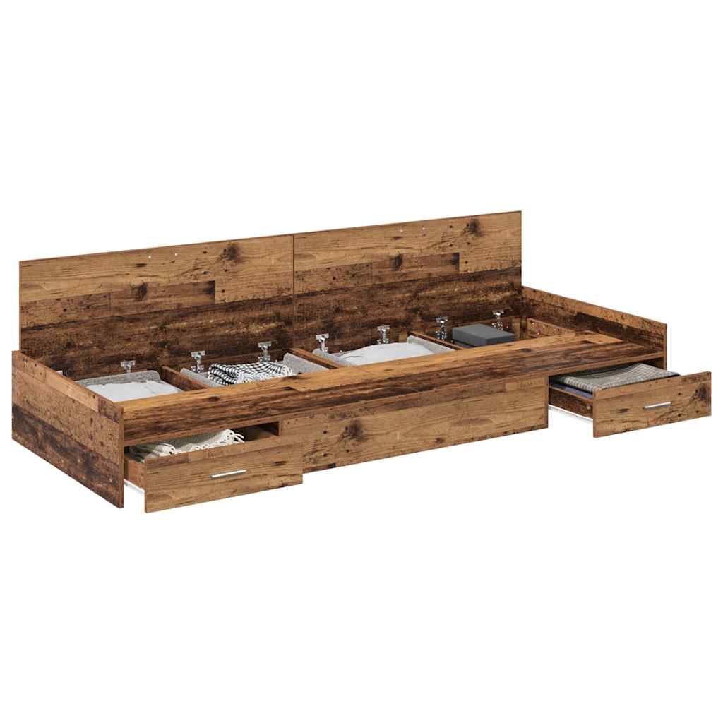 Cadre de lit avec rangement Bois Ancien 90 x 200 cm Bois d'ingénierie - XIOS