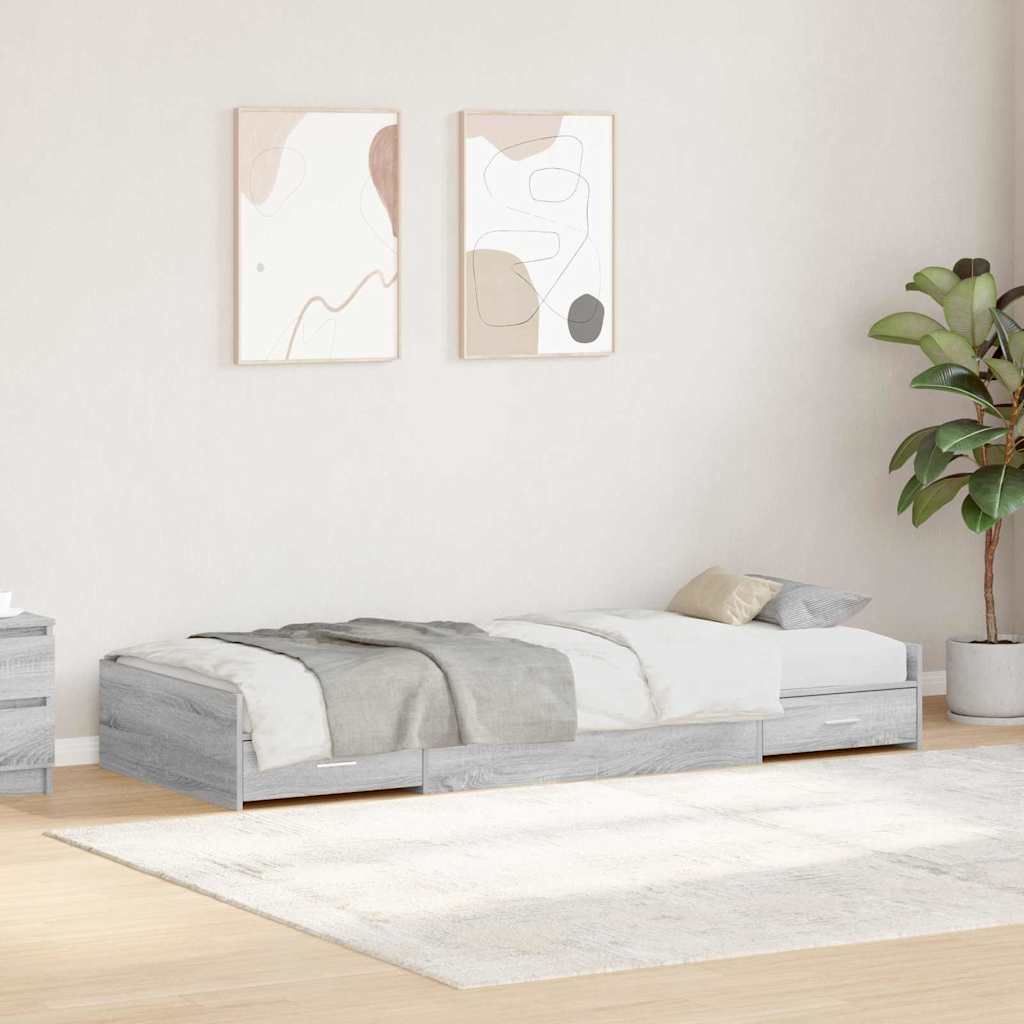 Cadre de lit avec rangement Gris Sonoma 80 x 200 cm Bois d'ingénierie - XIOS