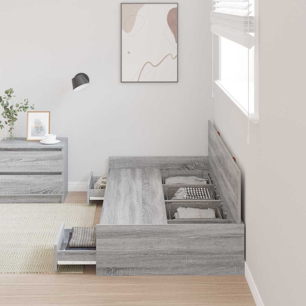 Cadre de lit avec rangement Gris Sonoma 80 x 200 cm Bois d'ingénierie - XIOS