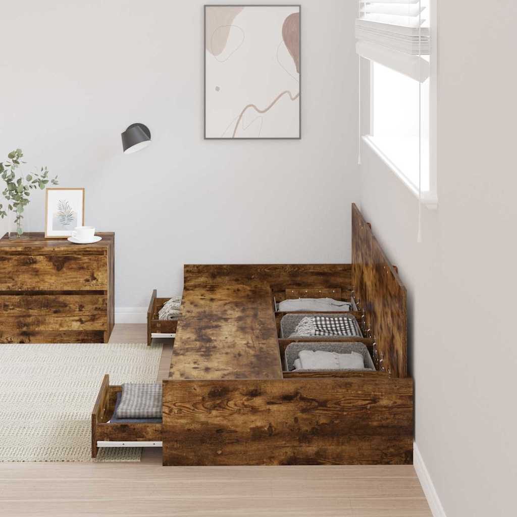 Cadre de lit avec rangement Bois Ancien 80 x 200 cm Bois d'ingénierie - XIOS