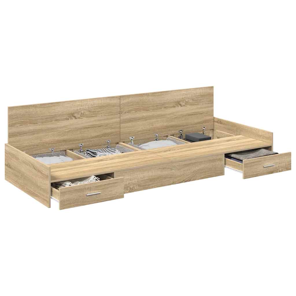 Cadre de lit avec rangement avec tête de lit Chêne Sonoma 75 x 190 cm - XIOS