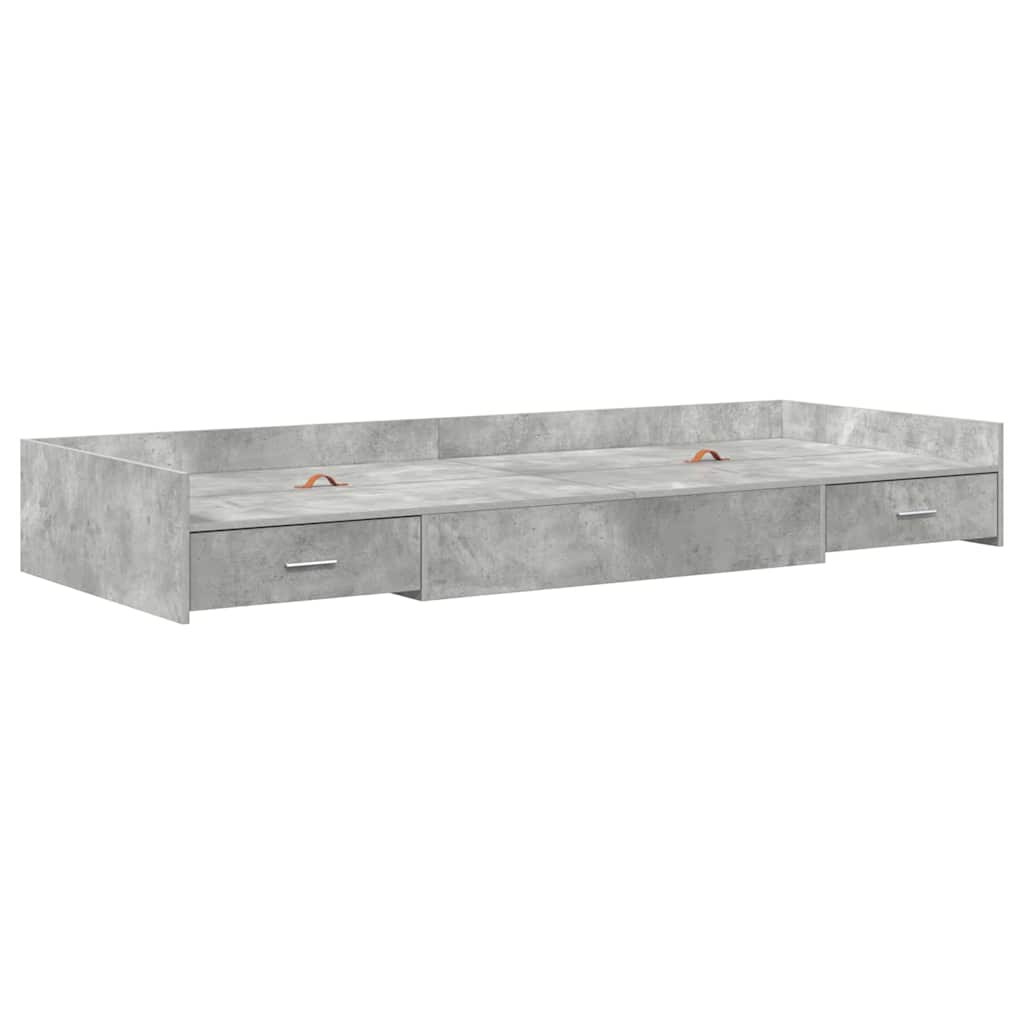 Cadre de lit avec rangement Gris béton 75 x 190 cm Bois d'ingénierie - XIOS