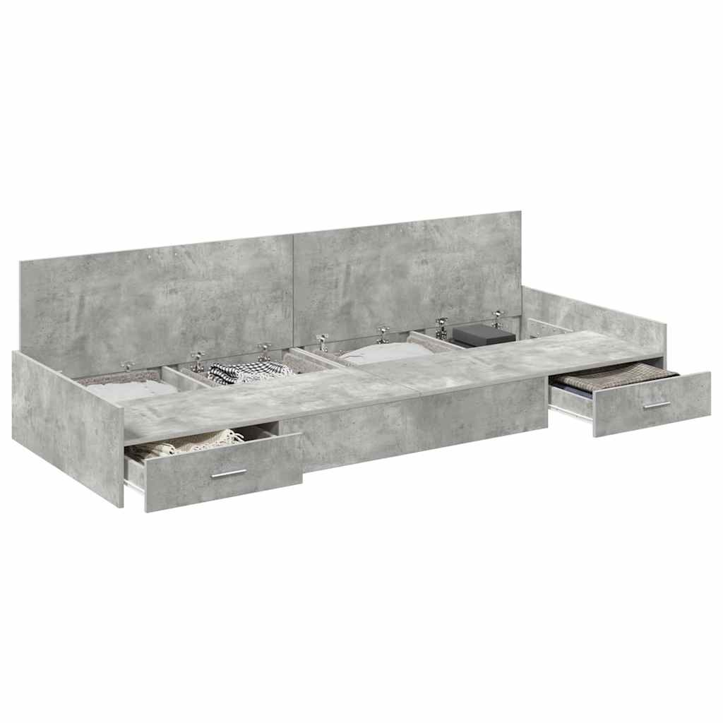 Cadre de lit avec rangement Gris béton 75 x 190 cm Bois d'ingénierie - XIOS