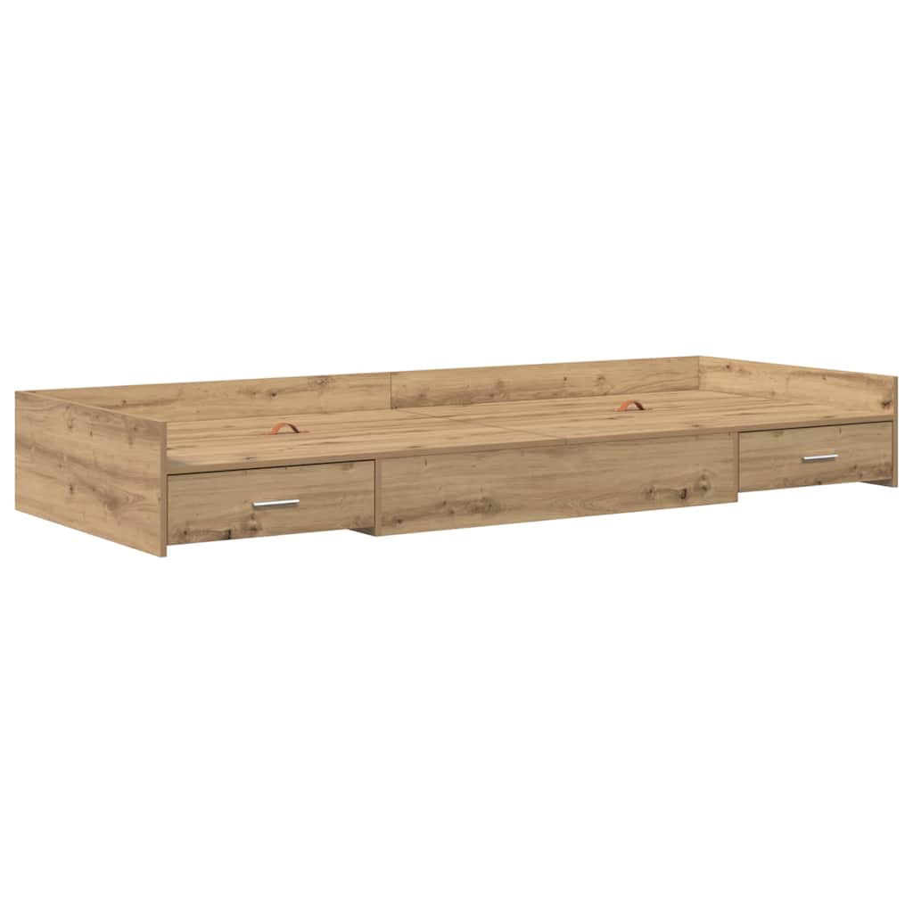 Cadre de lit avec rangement avec tiroir Chêne artisanal 75 x 190 cm - XIOS