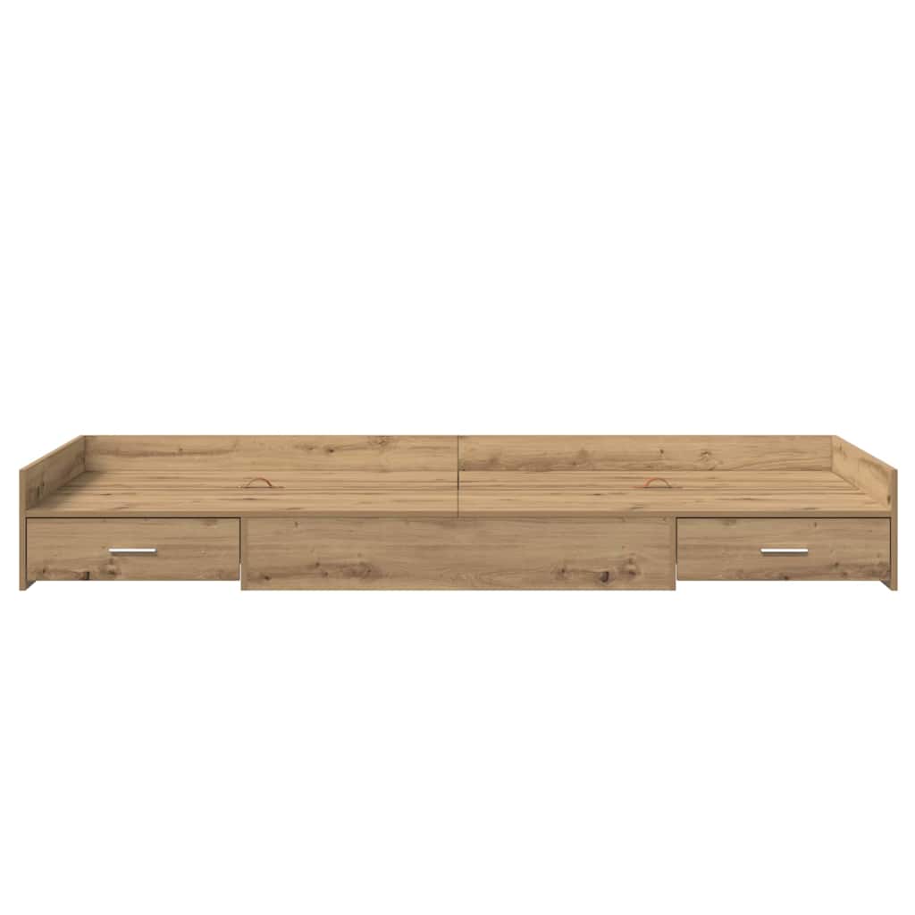 Cadre de lit avec rangement avec tiroir Chêne artisanal 75 x 190 cm - XIOS