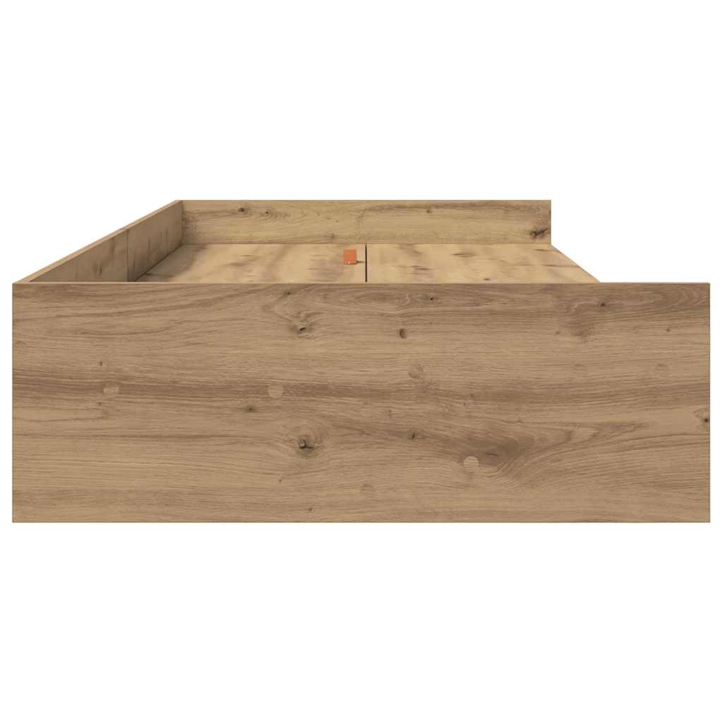 Cadre de lit avec rangement avec tiroir Chêne artisanal 75 x 190 cm - XIOS