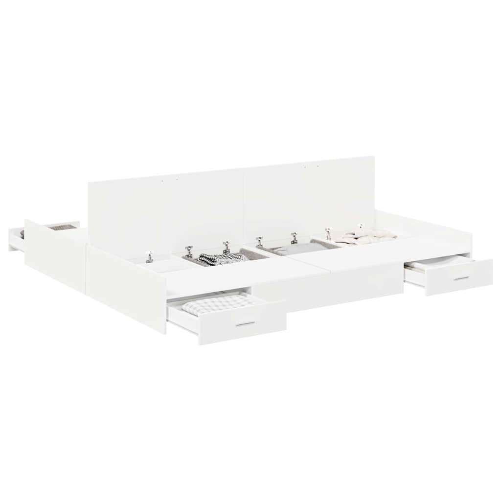 Cadre de lit avec rangement avec tête de lit Blanc 200 x 200 cm - XIOS