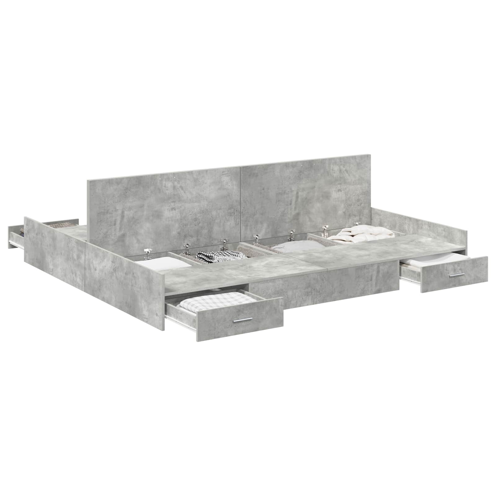Cadre de lit avec rangement avec tiroir Gris béton 200 x 200 cm - XIOS