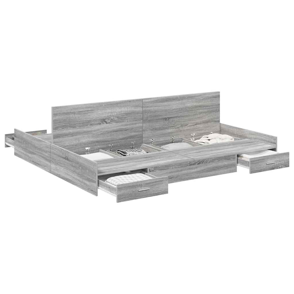 Cadre de lit avec rangement Sonoma gris 200 x 200 cm - XIOS