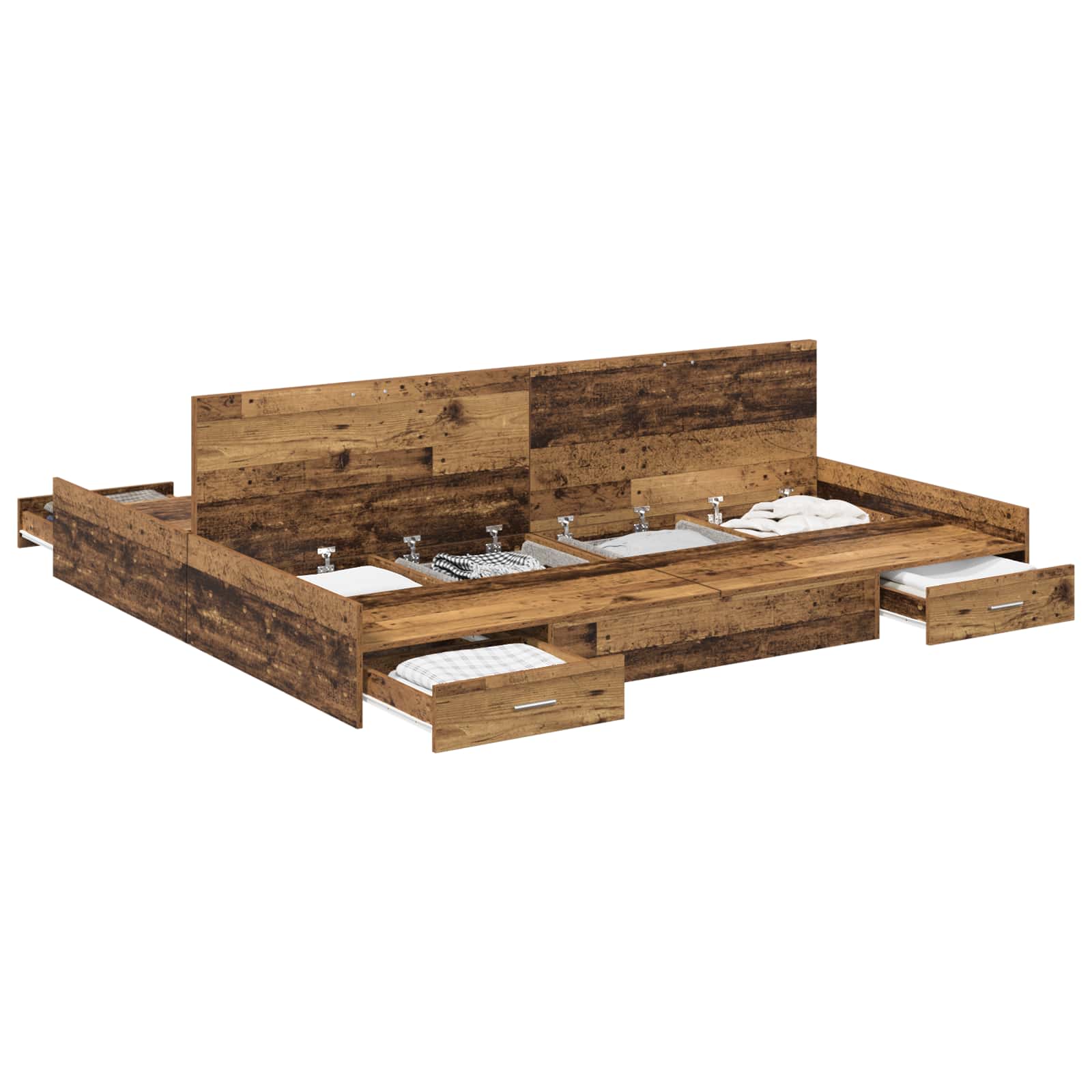 Cadre de lit avec rangement Bois Ancien 200 x 200 cm - XIOS