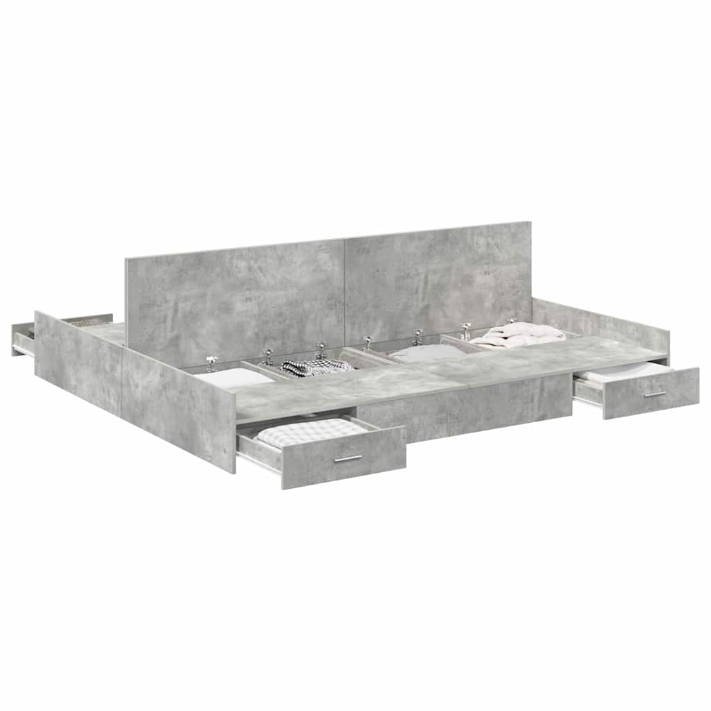Cadre de lit avec rangement avec tiroir Gris béton 180 x 200 cm - XIOS