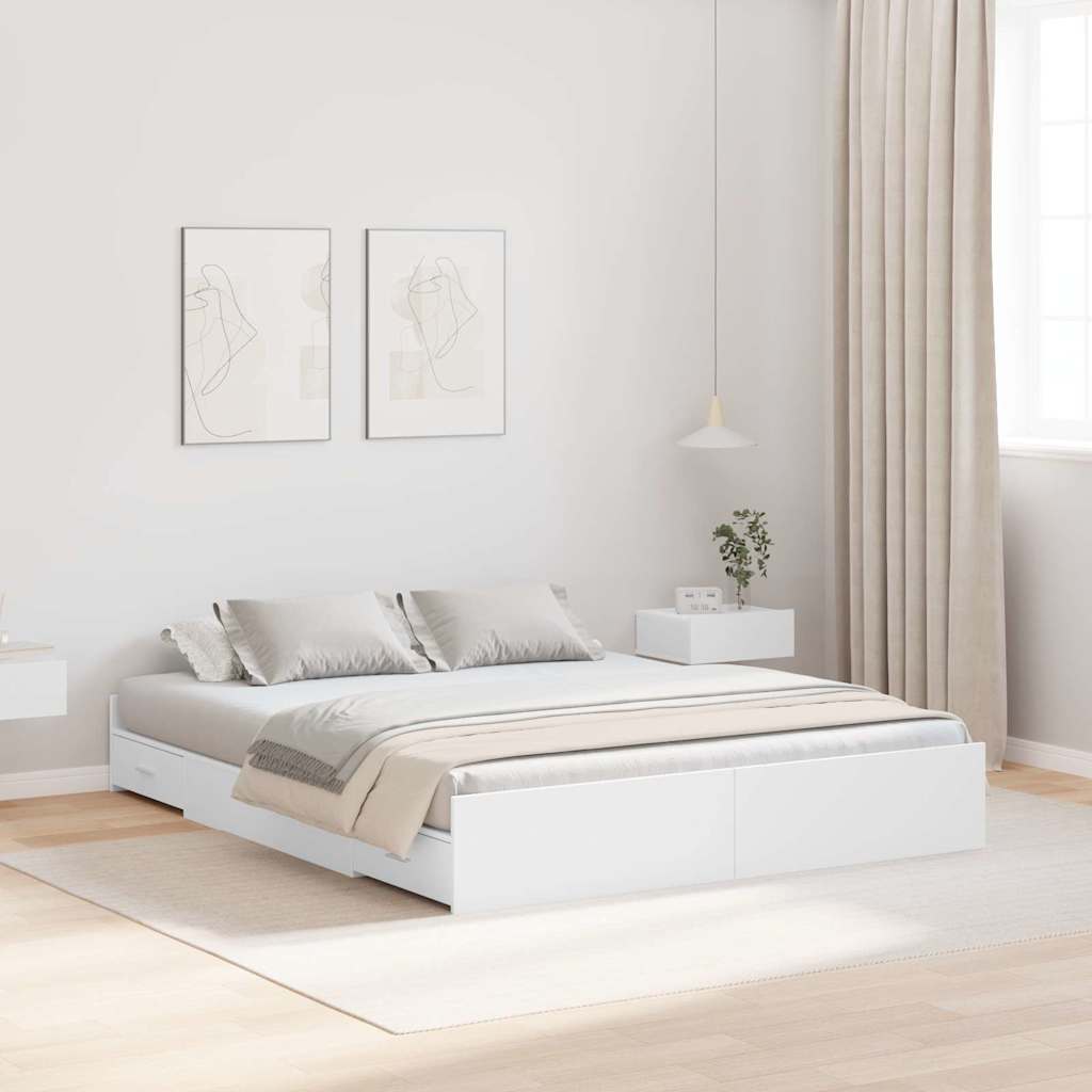 Cadre de lit avec rangement avec tête de lit Blanc 150 x 200 cm - XIOS
