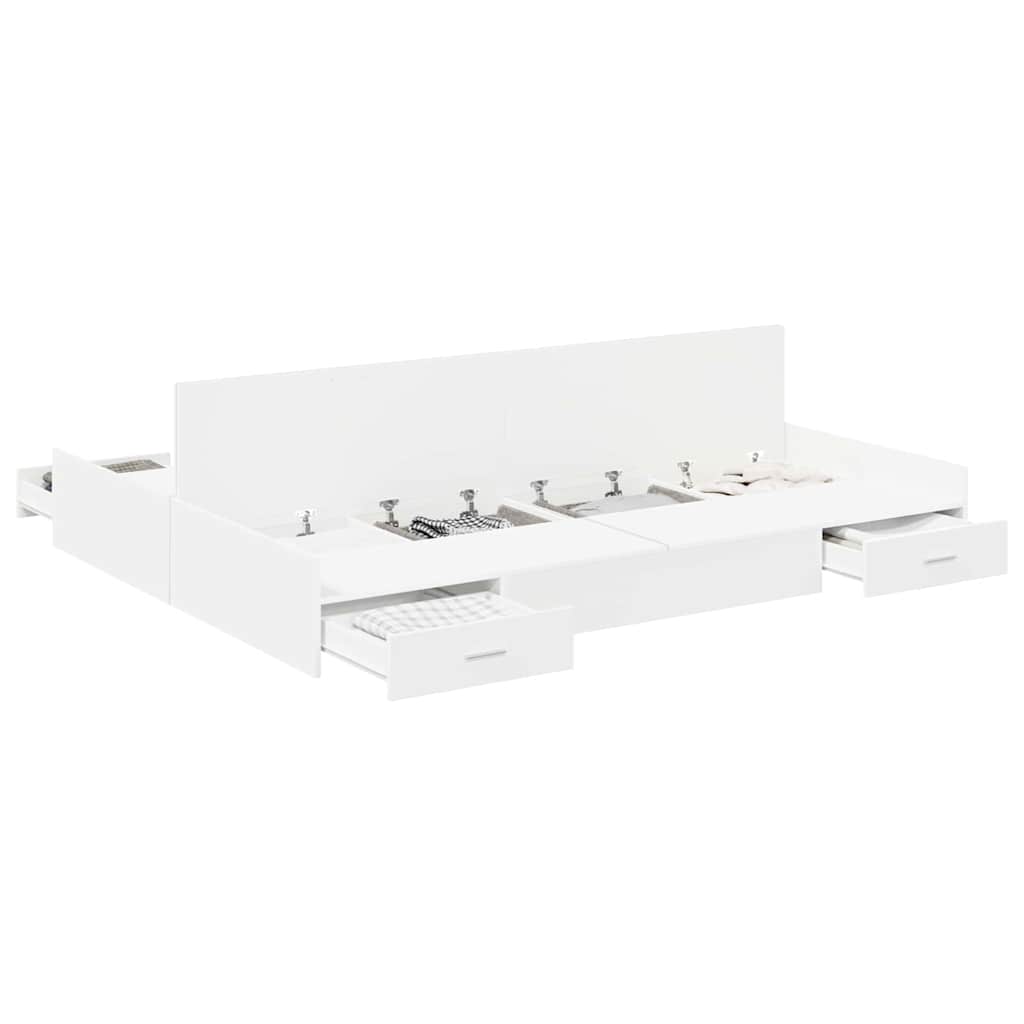 Cadre de lit avec rangement avec tête de lit Blanc 150 x 200 cm - XIOS