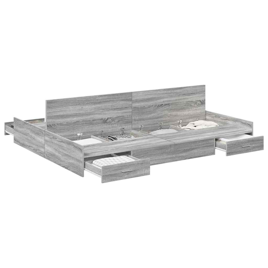 Cadre de lit avec rangement Sonoma gris 150 x 200 cm - XIOS