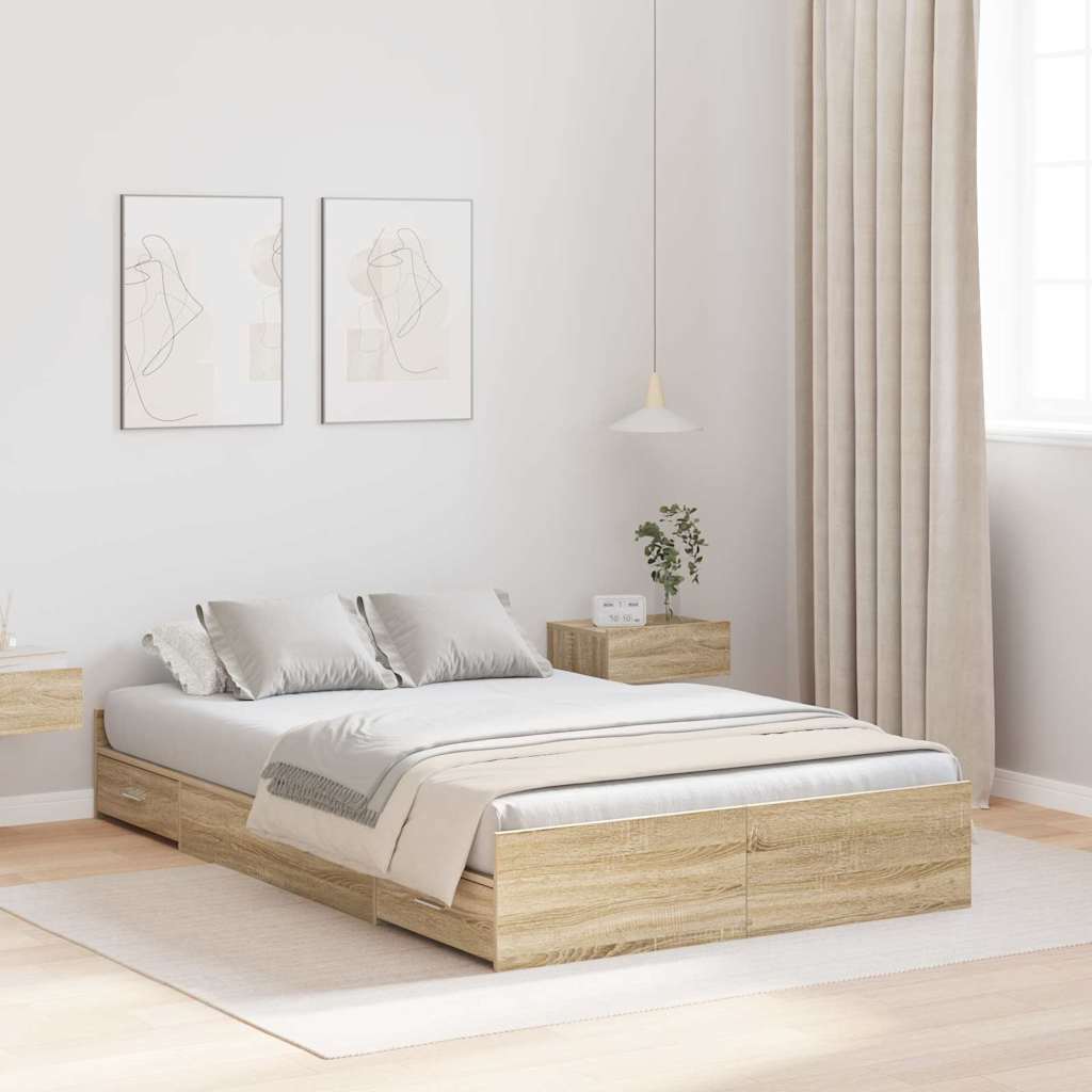 Cadre de lit avec rangement Chêne Sonoma 120 x 200 cm - XIOS