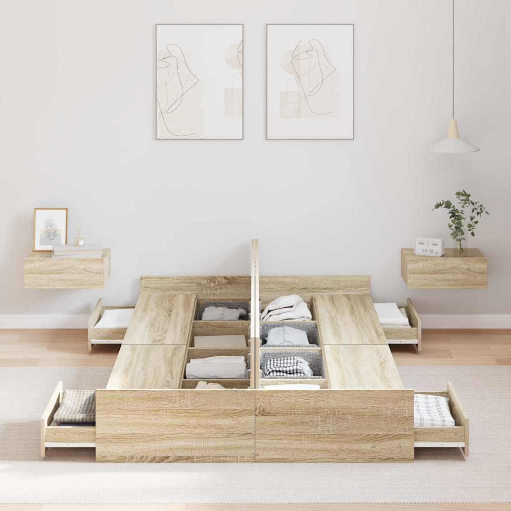 Cadre de lit avec rangement Chêne Sonoma 120 x 200 cm - XIOS