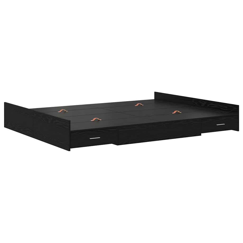 Cadre de lit avec rangement avec tiroir Chêne noir 140 x 190 cm - XIOS