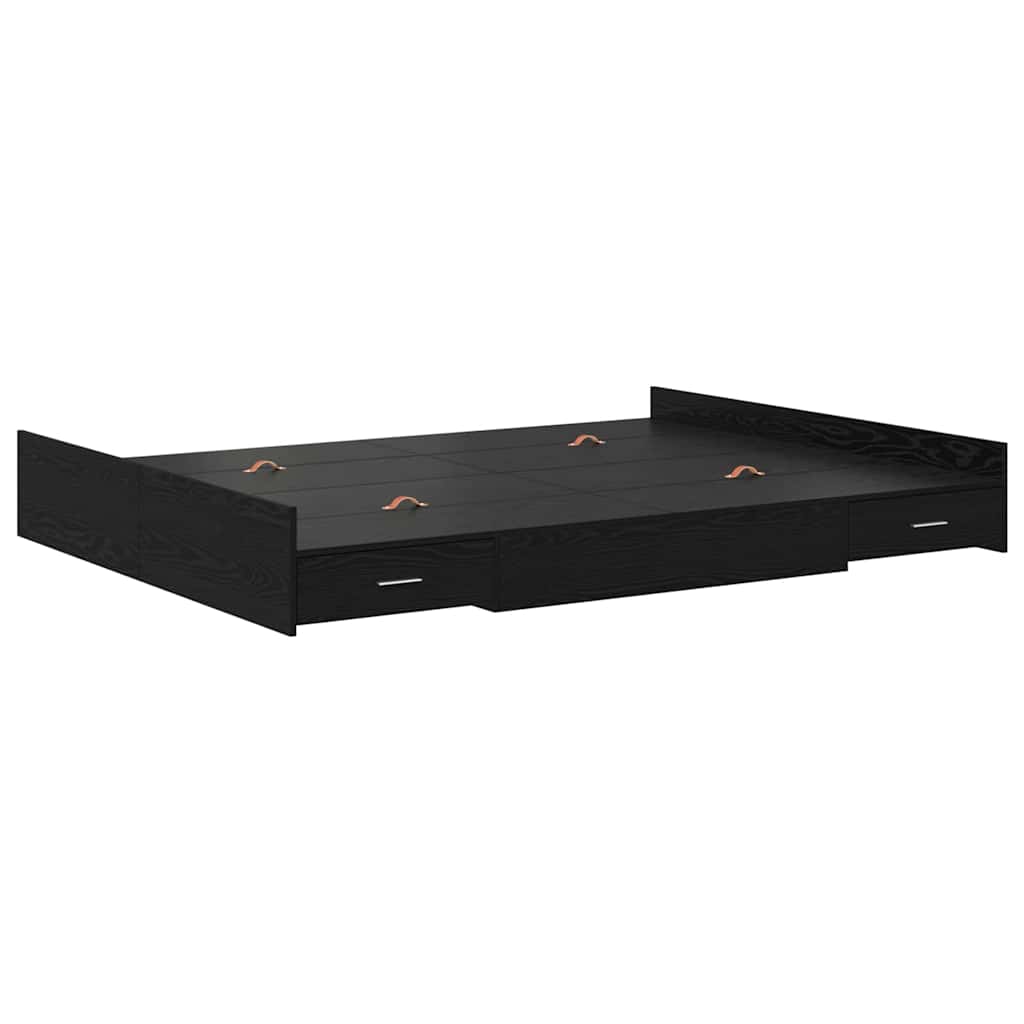 Cadre de lit avec rangement avec tiroir Chêne noir 140 x 190 cm - XIOS