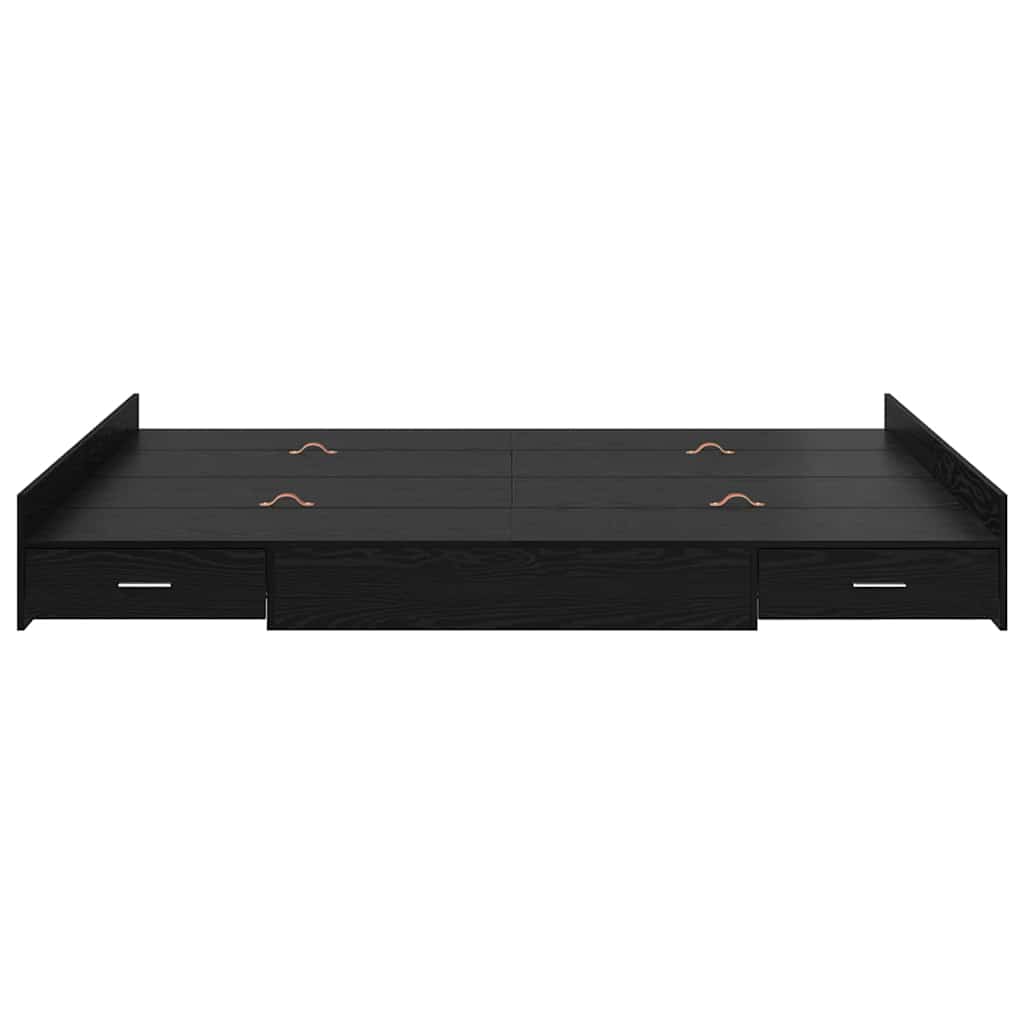 Cadre de lit avec rangement avec tiroir Chêne noir 140 x 190 cm - XIOS