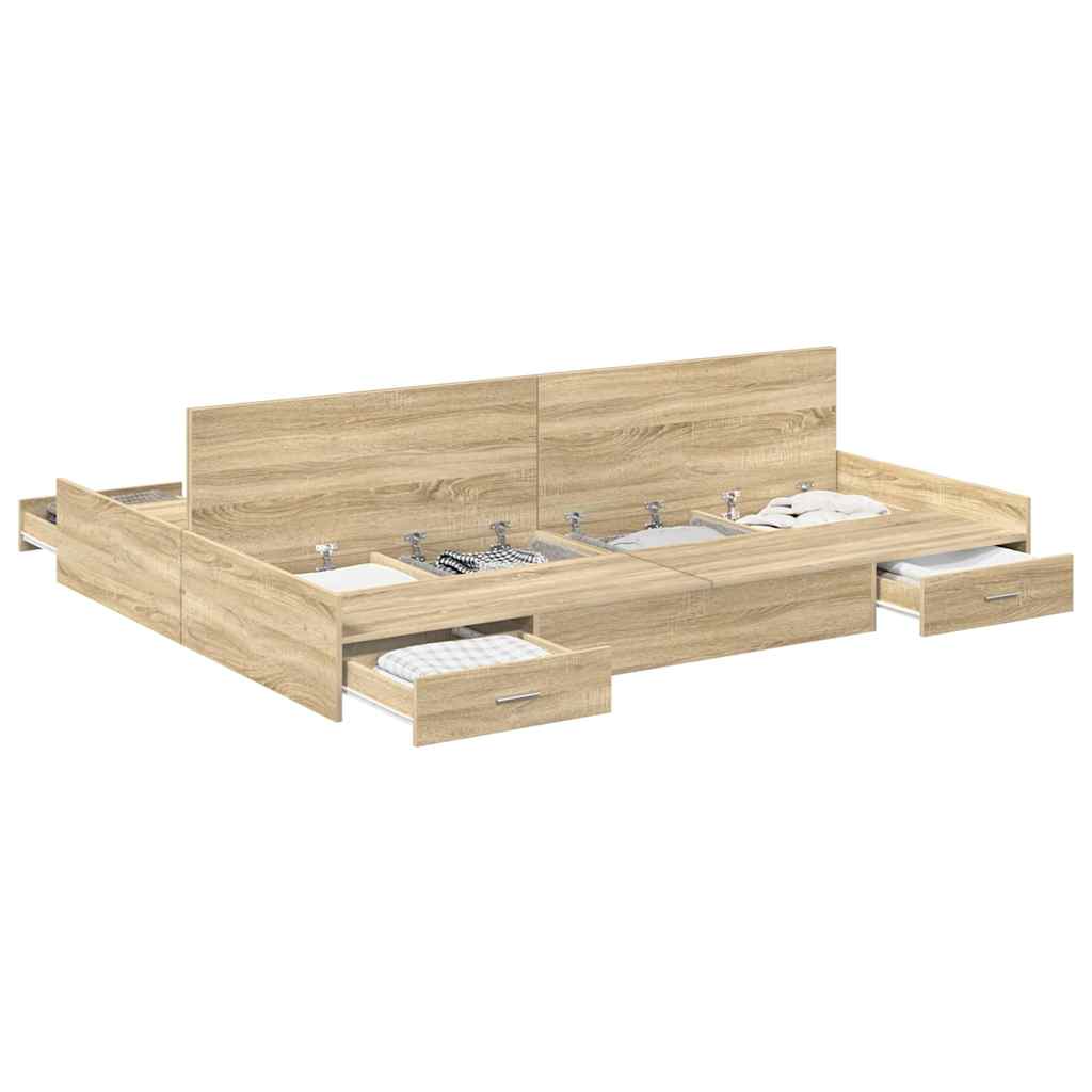 Cadre de lit avec rangement Chêne sonoma 140 x 190 cm - XIOS