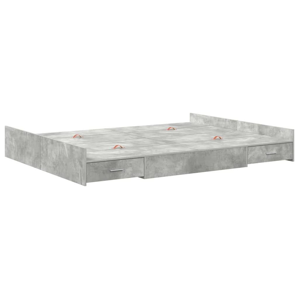 Cadre de lit avec rangement avec tiroir Gris béton 135 x 190 cm - XIOS