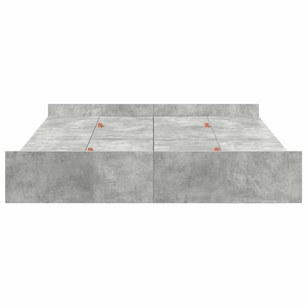 Cadre de lit avec rangement avec tiroir Gris béton 135 x 190 cm - XIOS