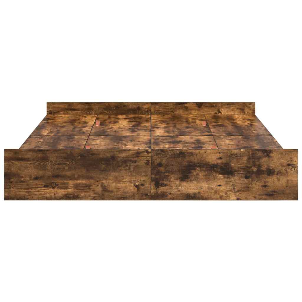 Cadre de lit avec rangement avec tiroir Chêne fumé 135 x 190 cm - XIOS