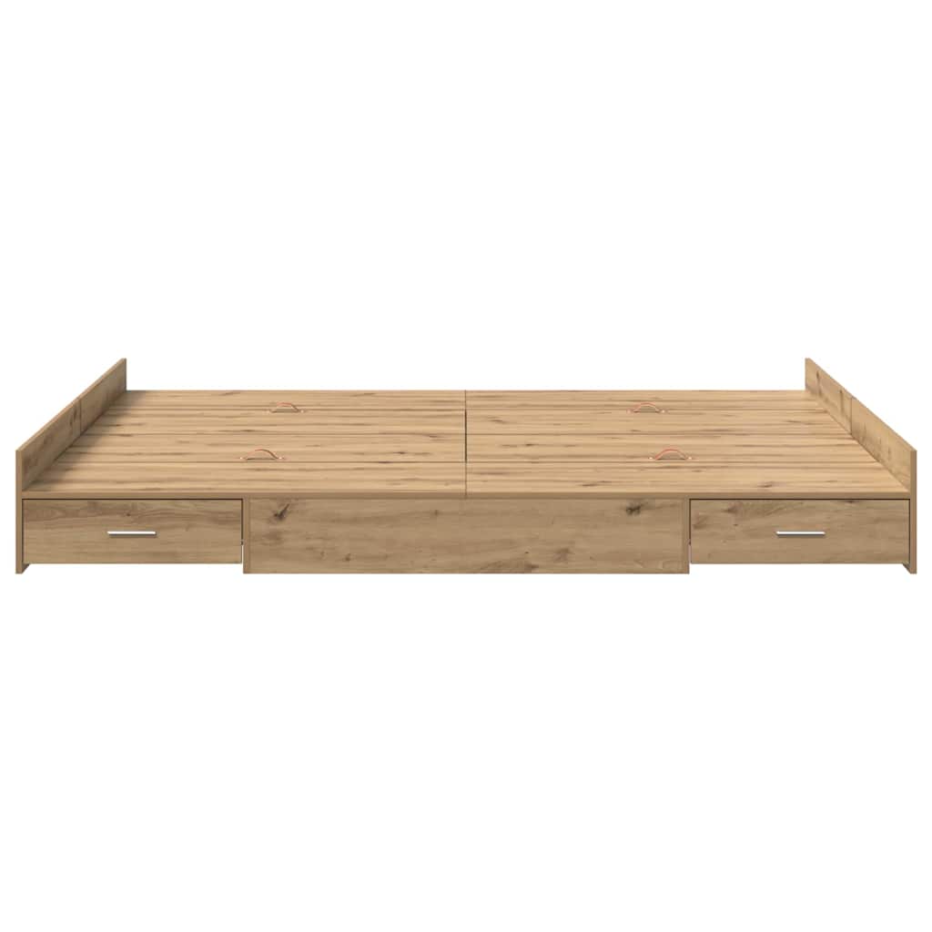 Cadre de lit avec rangement chêne artisanal 135 x 190 cm - XIOS