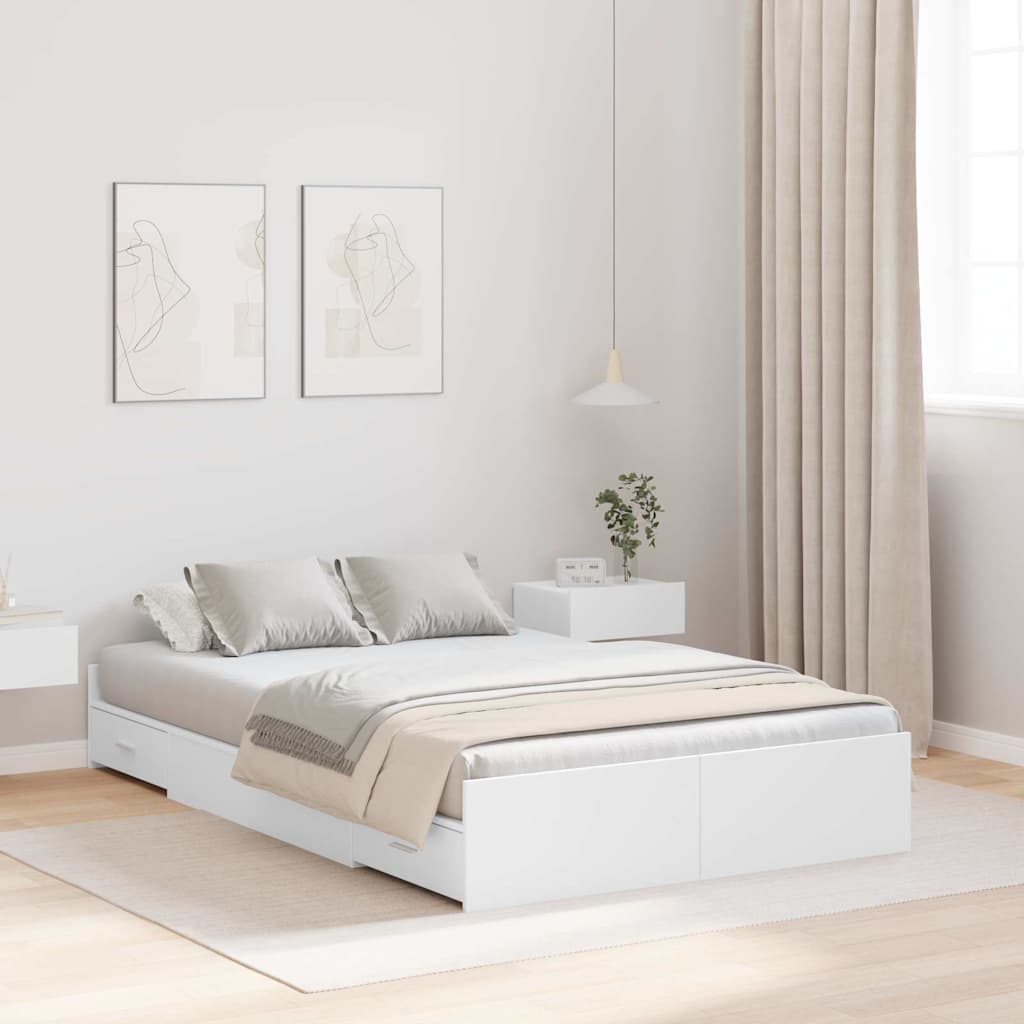 Cadre de lit avec rangement avec tête de lit Blanc 120 x 190 cm - XIOS